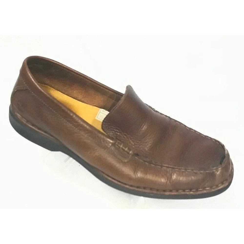 Timberland Mens Brown Leather Square Toe Slip On‎ Loafers 66560 4828 Size 8.5M